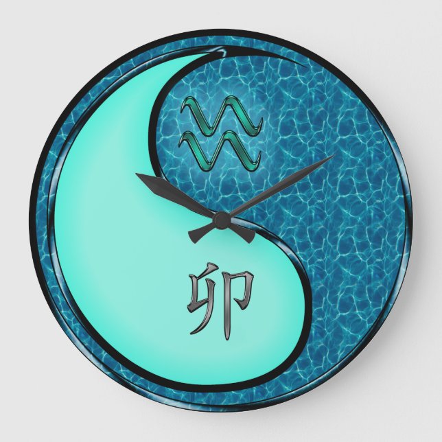 Aquarius & Water Rabbit Large Clock (Front)