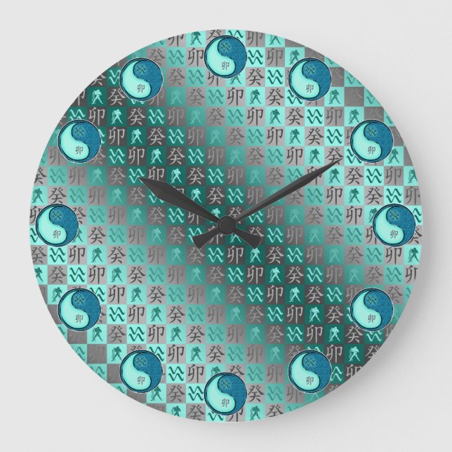 Aquarius & Water Rabbit Large Clock (Front)