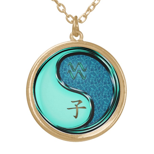 Aquarius & Water Rat Gold Plated Necklace (Front)