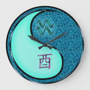 Aquarius & Water Rooster Large Clock