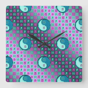 Aquarius & Water Rooster Square Wall Clock