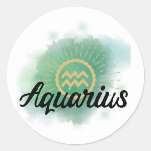 Aquarius Watercolor Splash Classic Round Sticker