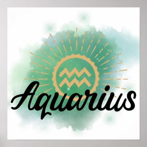Aquarius Watercolor Splash Poster