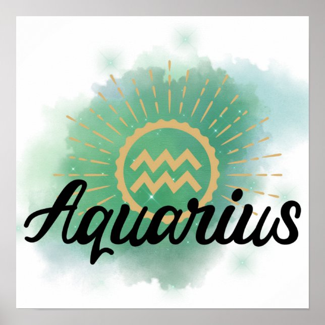 Aquarius Watercolor Splash Poster (Front)