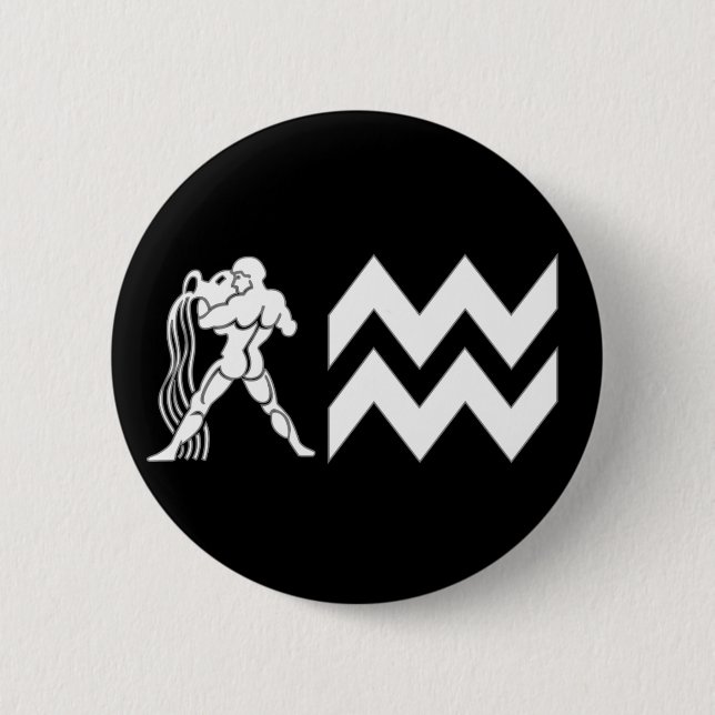 Aquarius with  Symbol Pinback Button (Front)