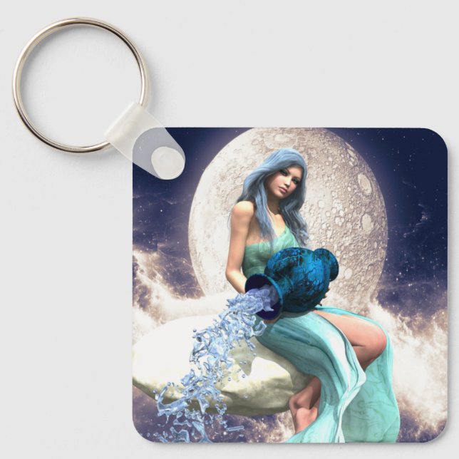 Aquarius – Woman Pouring Water From a Jug Keychain (Front)