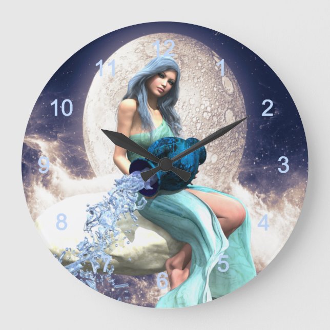 Aquarius – Woman Pouring Water From a Jug Large Clock (Front)