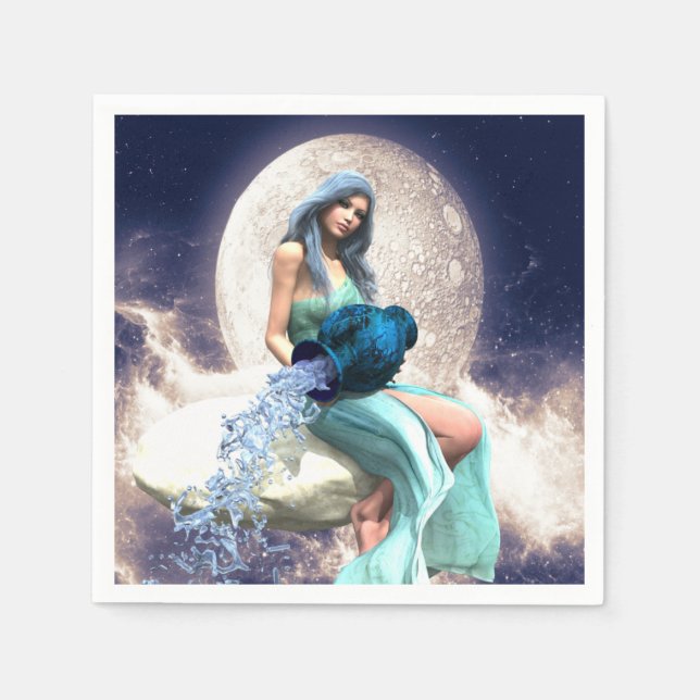 Aquarius – Woman Pouring Water From a Jug Napkins (Front)