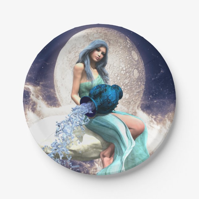 Aquarius – Woman Pouring Water From a Jug Paper Plates (Front)