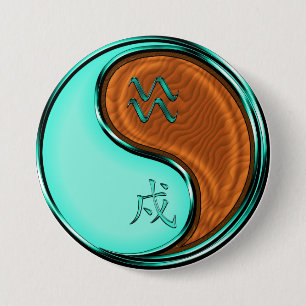 Aquarius & Wood Dog Button