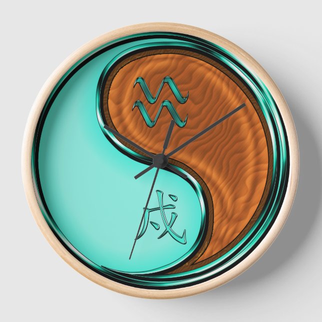 Aquarius & Wood Dog Clock (Front)