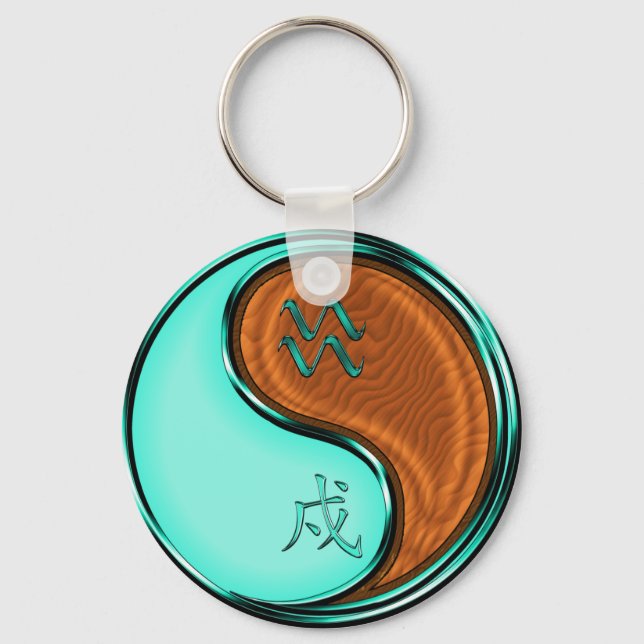Aquarius & Wood Dog Keychain (Front)