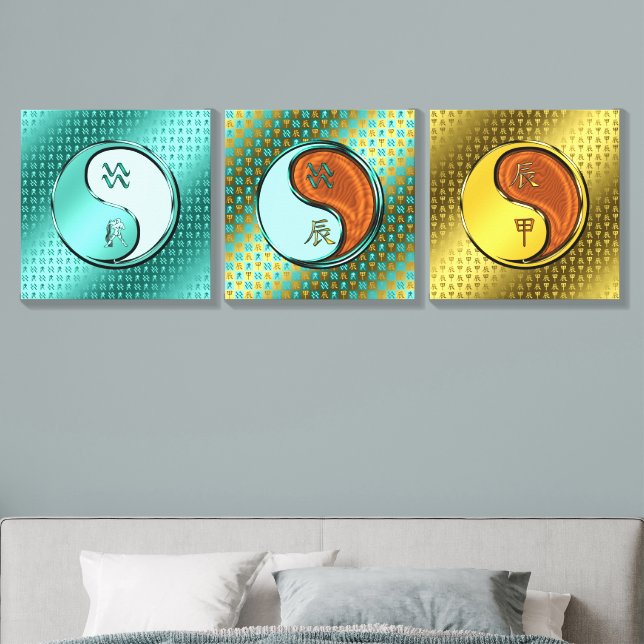 Aquarius & Wood Dragon Canvas Photo Tile (Bedroom)