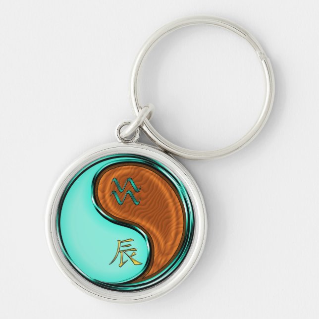 Aquarius & Wood Dragon Keychain (Front)