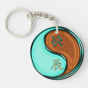 Aquarius & Wood Dragon Keychain
