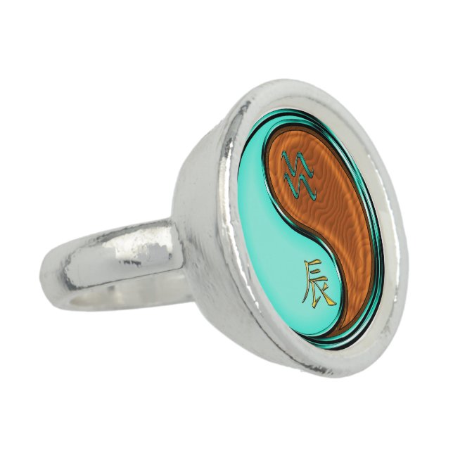 Aquarius & Wood Dragon Ring (Side)