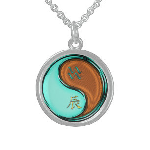 Aquarius & Wood Dragon Sterling Silver Necklace