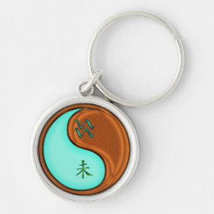 Aquarius & Wood Goat Keychain