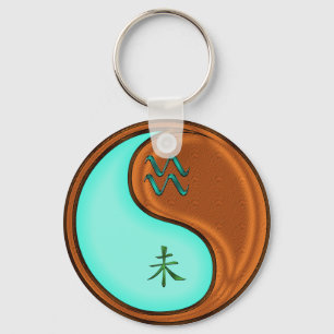Aquarius & Wood Goat Keychain