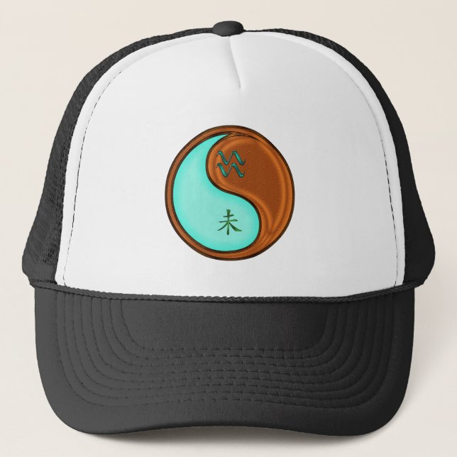 Aquarius & Wood Goat Keychain Trucker Hat (Front)