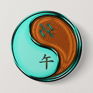 Aquarius & Wood Horse Button