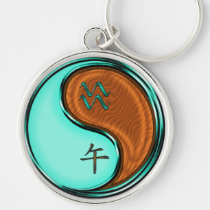 Aquarius & Wood Horse Keychain