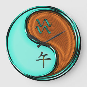 Aquarius & Wood Horse Large Clock