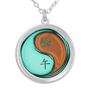 Aquarius & Wood Horse Silver Plated Necklace