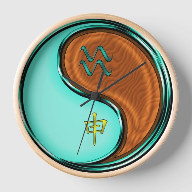 Aquarius & Wood Monkey Clock (Front)