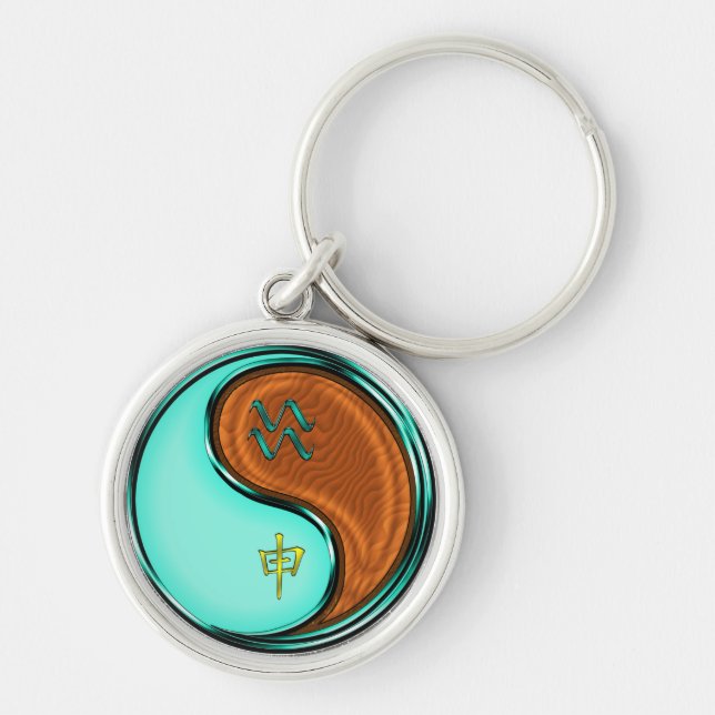 Aquarius & Wood Monkey Keychain (Front)