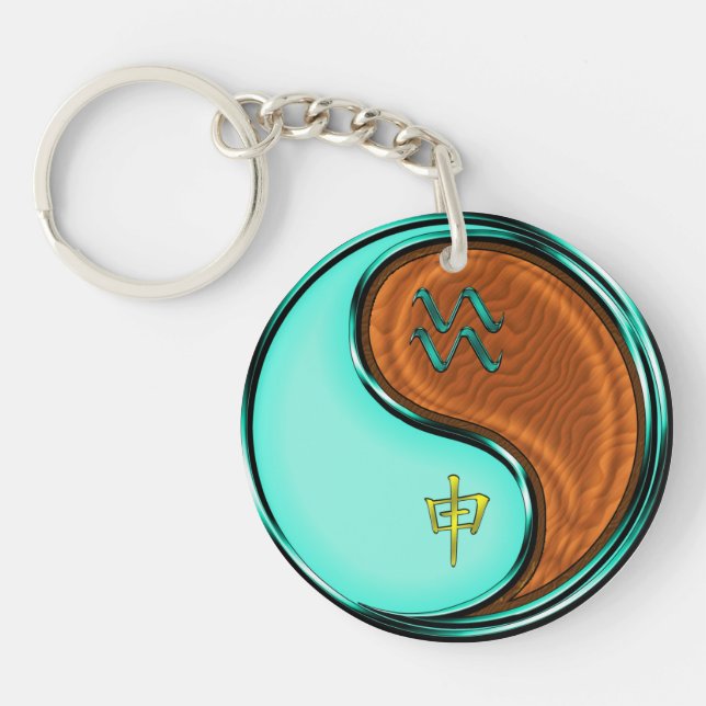 Aquarius & Wood Monkey Keychain (Front)