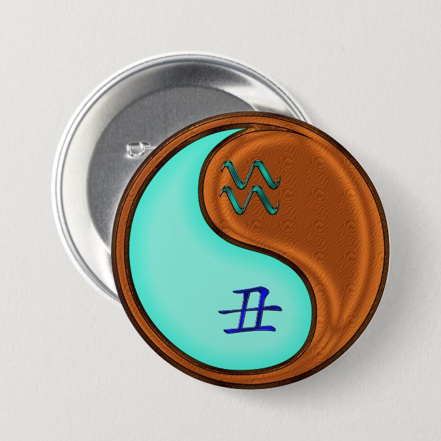 Aquarius & Wood Ox Button (Front & Back)