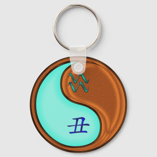 Aquarius & Wood Ox Keychain (Front)
