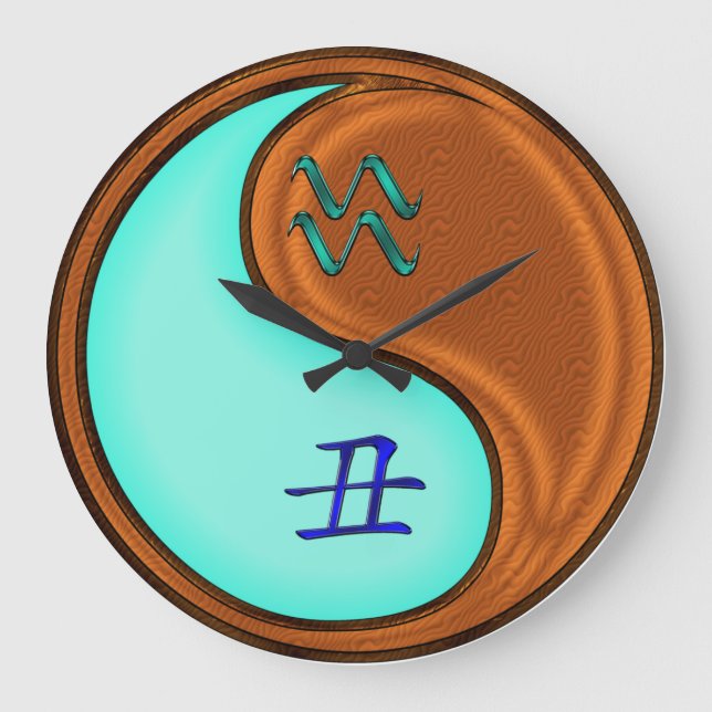 Aquarius & Wood Ox Large Clock (Front)