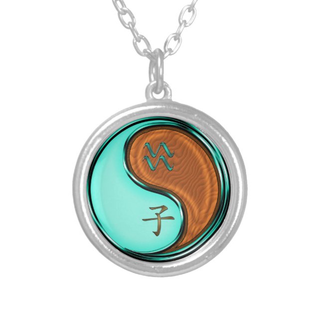 Aquarius & Wood Rat Silver Plated Necklace (Front)