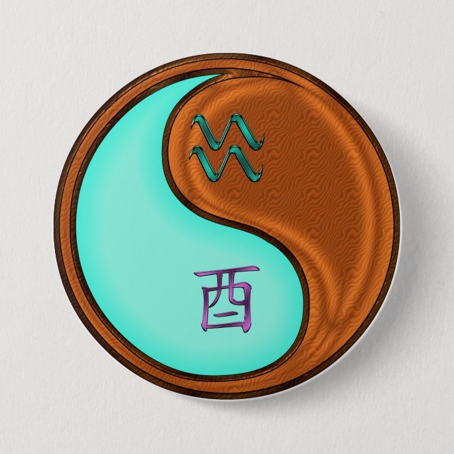 Aquarius & Wood Rooster Button (Front)
