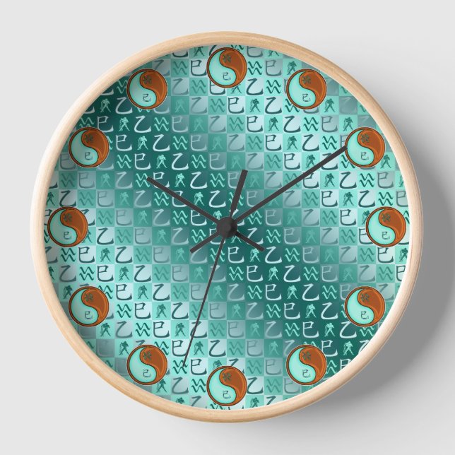 Aquarius & Wood Snake Clock (Front)