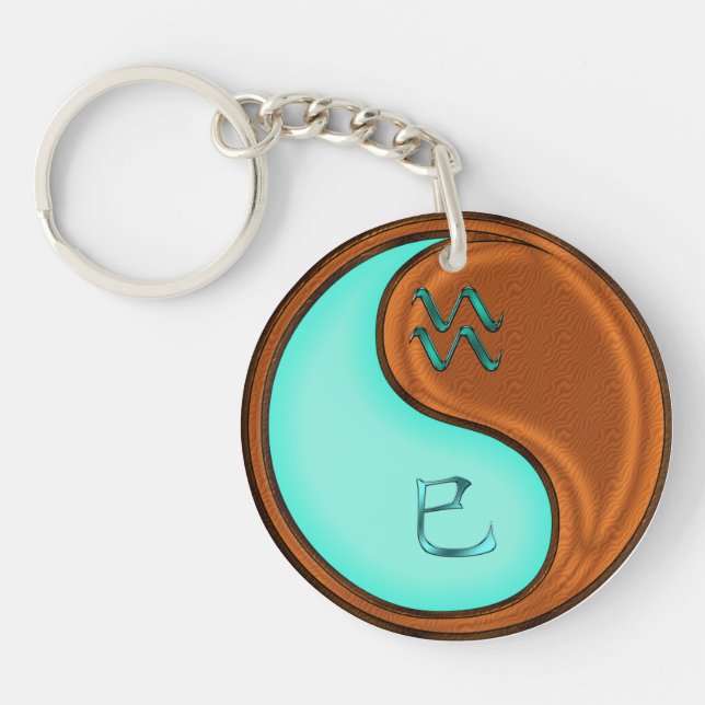 Aquarius & Wood Snake Keychain (Front)