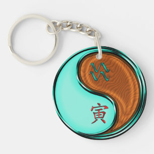 Aquarius & Wood Tiger Keychain
