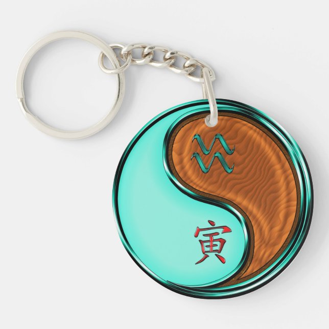 Aquarius & Wood Tiger Keychain (Front)