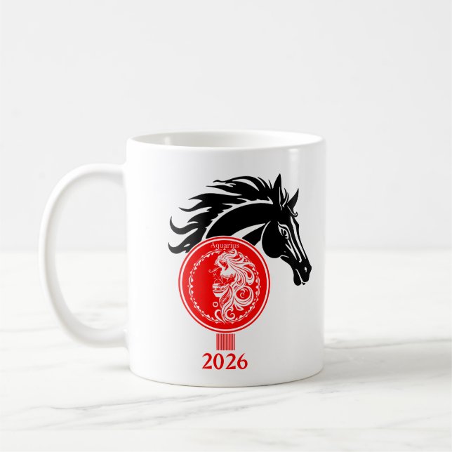 Aquarius x Custom Year of the Horse 2026 Coffee Mug (Left)
