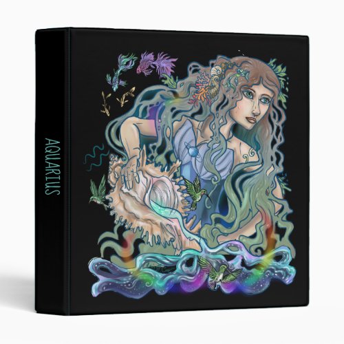 Aquarius Zodiac 3 Ring Binder