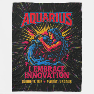 Aquarius Zodiac 80's Rock Band Inspired Astrology Fleece Blanket