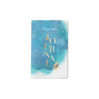 Aquarius Zodiac Aqua & Gold Watercolour Journal
