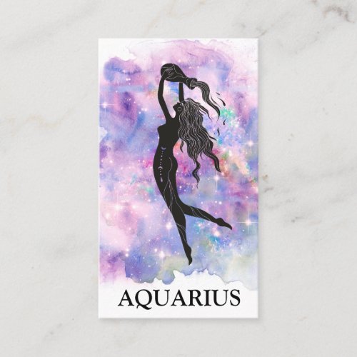  AQUARIUS Zodiac Astrology Readings Blue Pink Business Card