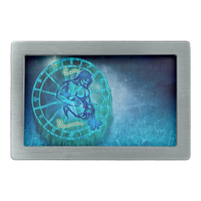 Aquarius Zodiac Astrology Sign Elegant Design Belt Buckle (Front)
