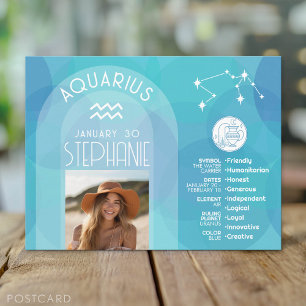 Aquarius Zodiac Astrology Sign Photo Birthdate Postcard