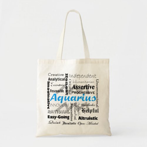 Aquarius Zodiac Astrology Traits Collage Tote Bag