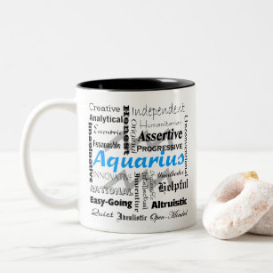 Aquarius Zodiac Astrology Traits Collage Two-Tone Coffee Mug