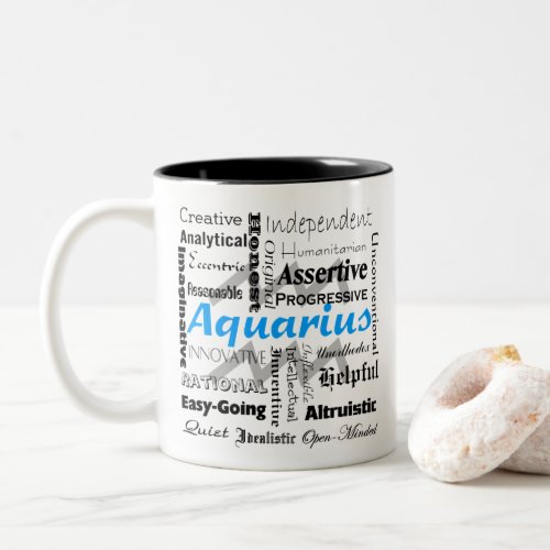 Aquarius Zodiac Astrology Traits Collage Two_Tone Coffee Mug